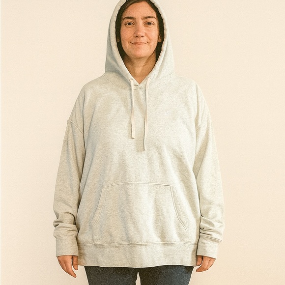 Nike Size XL Oversized Fit Light Grey Hooded Sweatshirt. - Picture 1 of 6